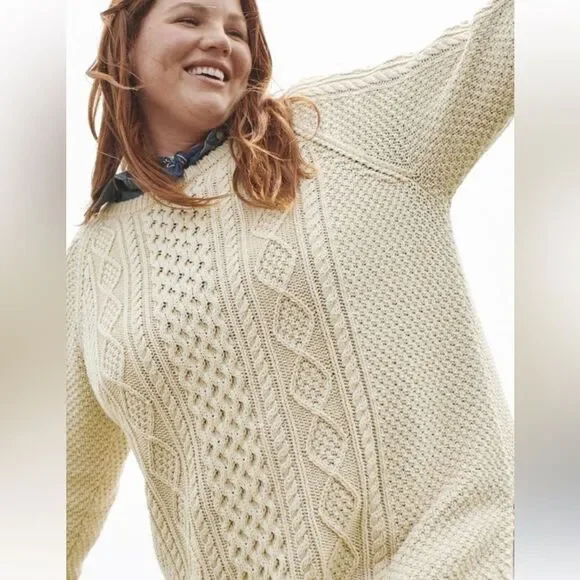 LL Bean Signature Cotton mauve Fisherman Tunic Sweater - Picture 8 of 8